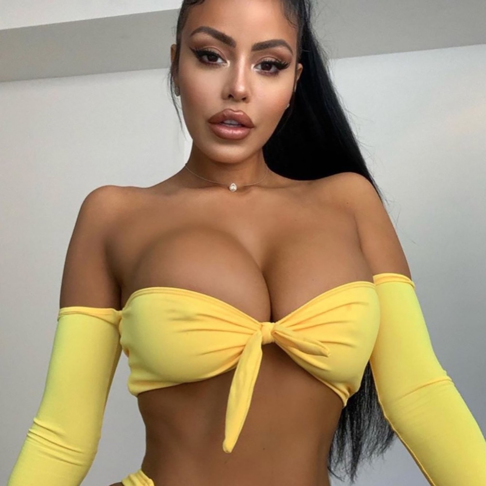 Fashion nova yellow long sleeve bikini
